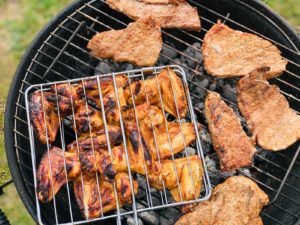 Grilled meat on barbeque