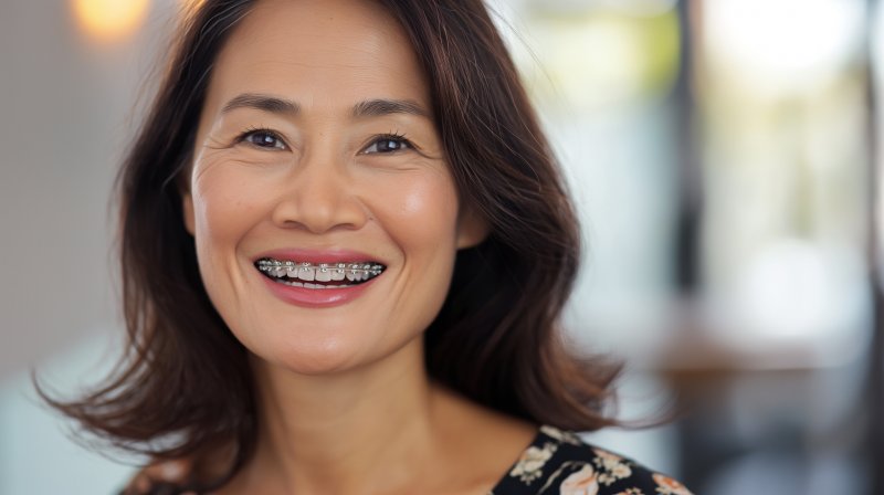 older woman with braces